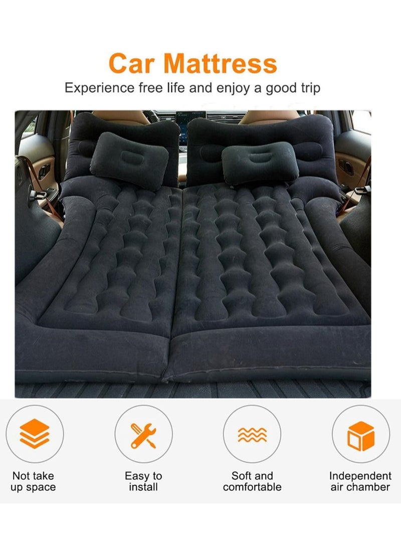 Sharpdo - 7-Pieces Air Mattress Inflatable Bed for Car Travel and Camping Sleep with 2 Pillows 180K Black - Image 1