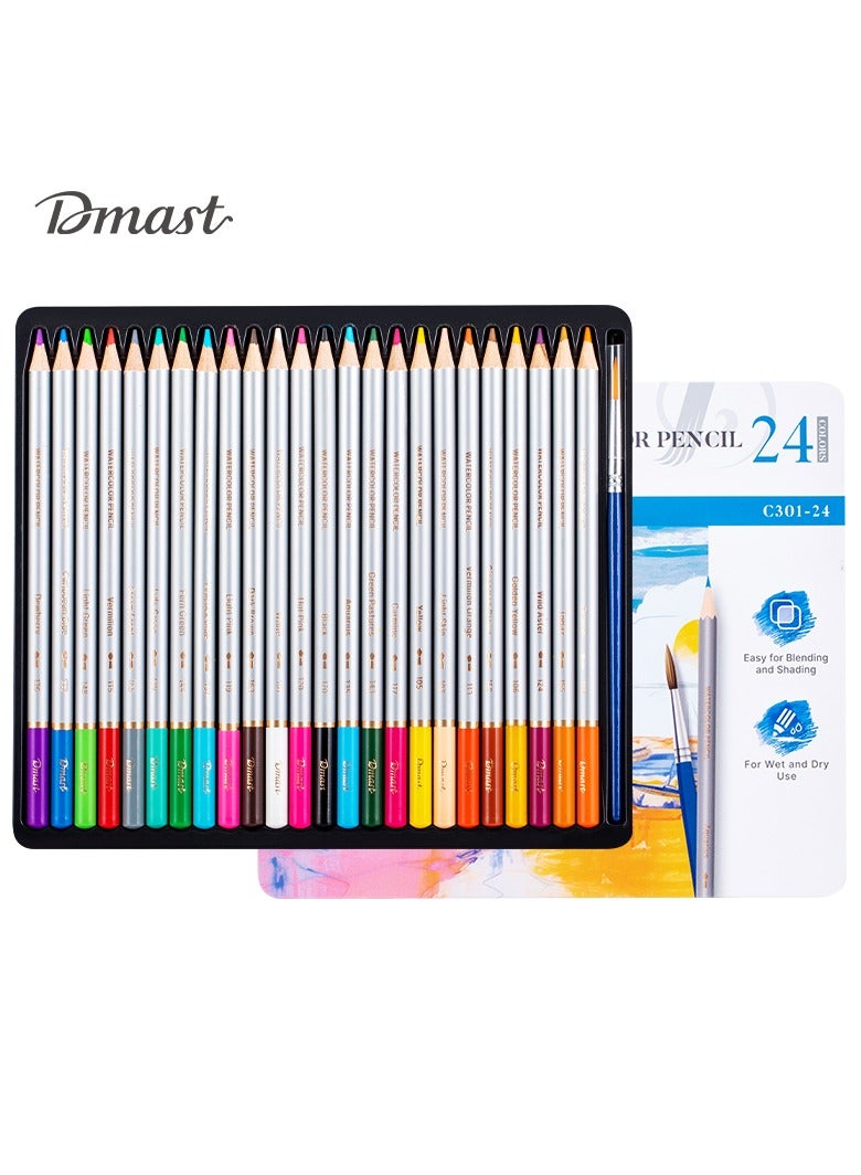 Dmast Deli EC301-24 Watercolor Pencil Set 24 Colors – Ideal for Painting, Blending & Art - Image 1