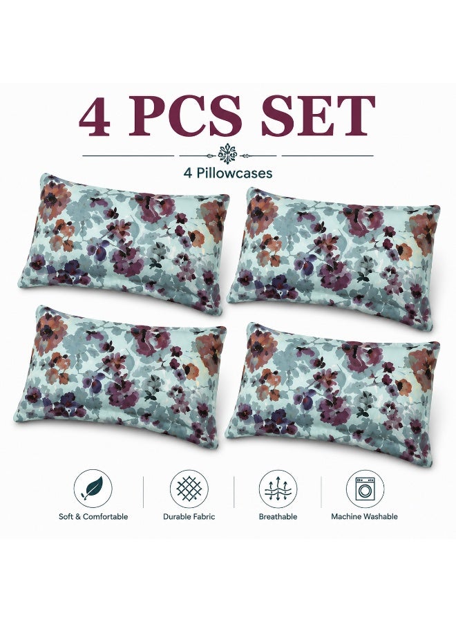Sleep night Floral 4 Piece Pillow Case Set 50x75cm - Image 1