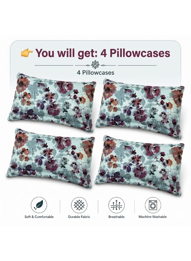 Sleep night Floral 4 Piece Pillow Case Set 50x75cm - Image 4