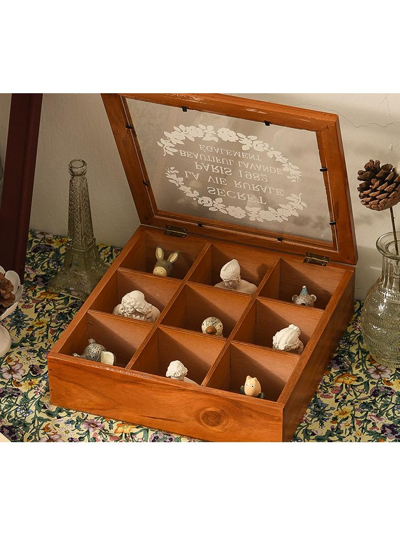 الأزرق جي دبليو 9 فتحة صغيرة خشبيّة تخزين صندوق , صندوق خشبيّة تخزين مربّعة مع غطاء زجاجيّة مجموعة عرض حالة , حزام سير فاصل , شاي زيت أساسيّة , تابل وأخرى تخزين صندوق - Image 4