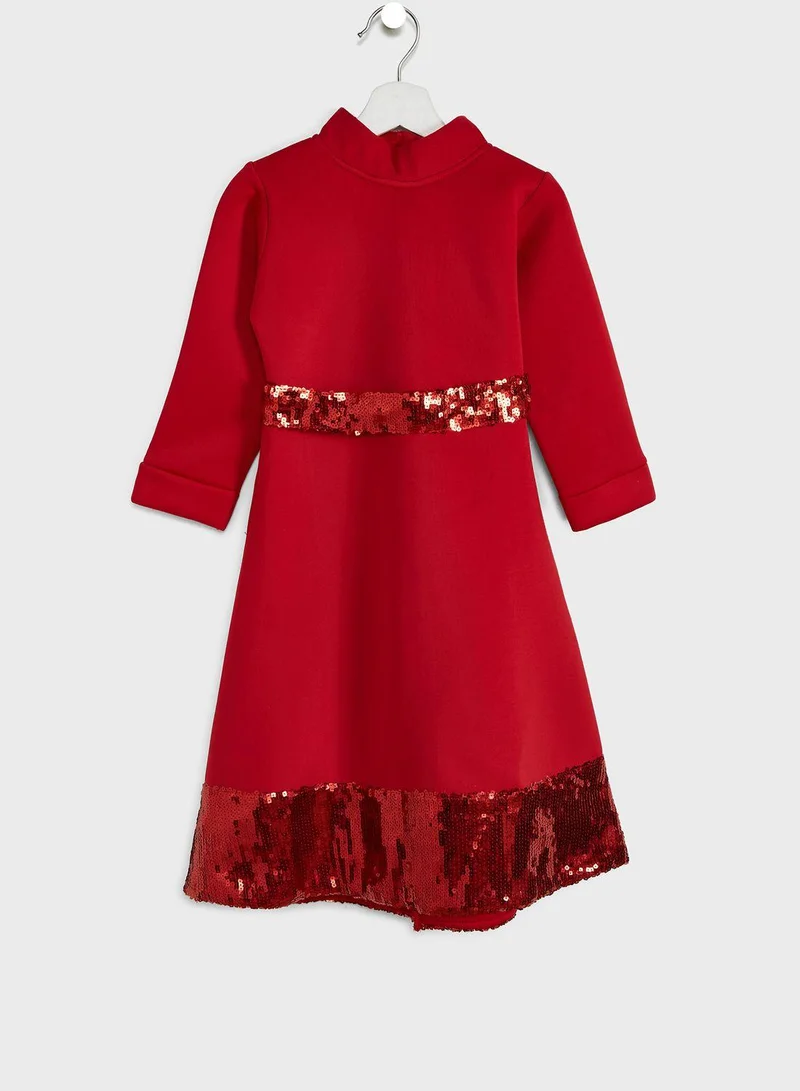 Little Golden Apple Sequin Trimmed Dress