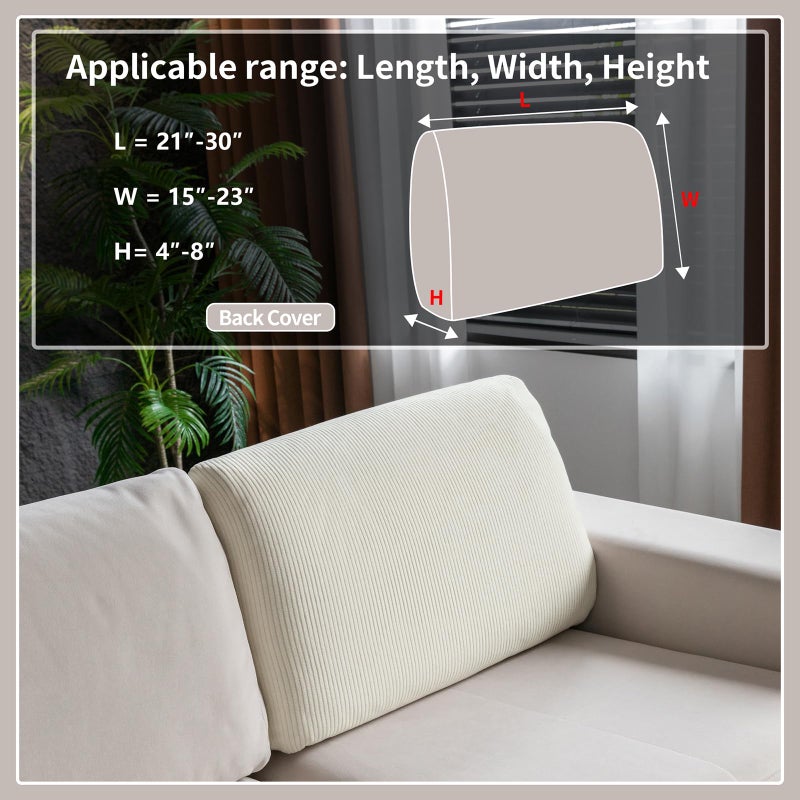 OHSIO Sectional Couch Covers, Wear Resistant Stretch Sofa Covers Washable Soft Couch Cushion Covers Anti Slip Furniture Protector Sofa Slipcovers for Pets (1 Piece Back Couch Cover, Ivory) - Image 2