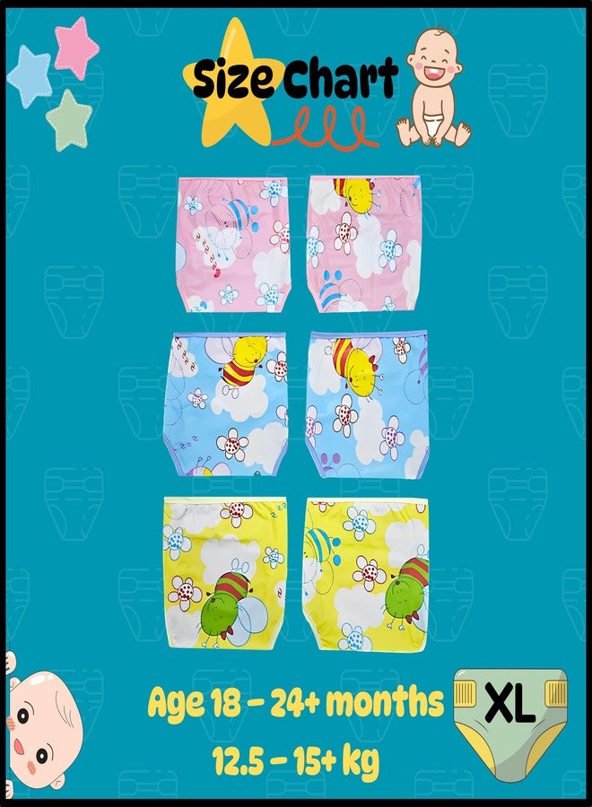 Hooper Baby & Toddler Diaper Covers for 0-3 Years | Washabale, Reusable, Waterproof & Adjustable Nappy Cover | Ultra Soft, and Thin | Unisex Designs, Pack of 6 (Size XL) - Image 2