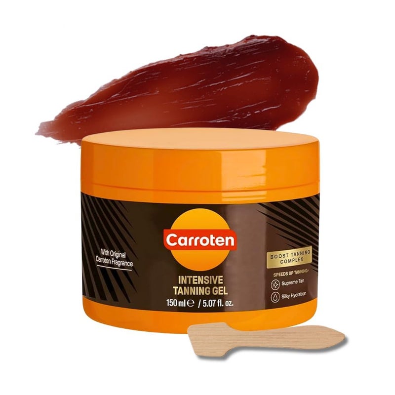 Carroten Intensive Tanning Gel | Browning Tan Accelerator | Non-Greasy, Water-Resistant with Carrot & Coconut Oil | Vitamin A & E For Moisture & Hydration | 5 Fl Oz + Spatula - Image 1