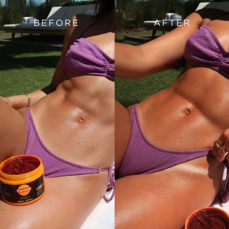 Carroten Intensive Tanning Gel | Browning Tan Accelerator | Non-Greasy, Water-Resistant with Carrot & Coconut Oil | Vitamin A & E For Moisture & Hydration | 5 Fl Oz + Spatula - Image 2