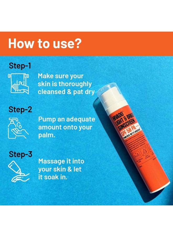هيفادو واقي الشمس لايت آند برايت للرجال مع Mimiskin™ Spf 50 Pa++++ واسع الطيف مضاد للتلوث وترطيب عميق 50 مل - Image 2
