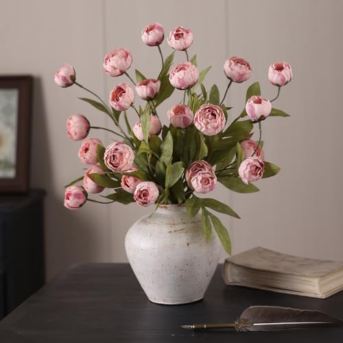 VIERENA 12 Pcs Faux Silk Peony Artificial Flowers for Vase -27", Bulk Fake Peonies Branches with Stems for DIY Bouquet Centerpieces Wedding Fillers Arrangements Shower Decorations (Blush Pink) - Image 4