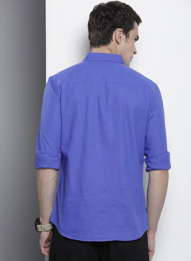 شركة المرآب الهندية Men Slim Fit Solid Full Sleeves Cutaway Collar Resort Wear Shirt