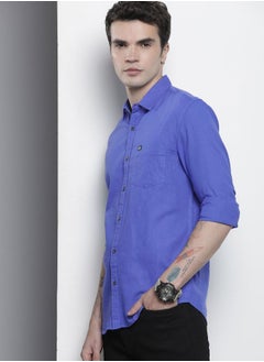 The Indian Garage Co Men Slim Fit Solid Full Sleeves Cutaway Collar Resort Wear Shirt  - Image 3