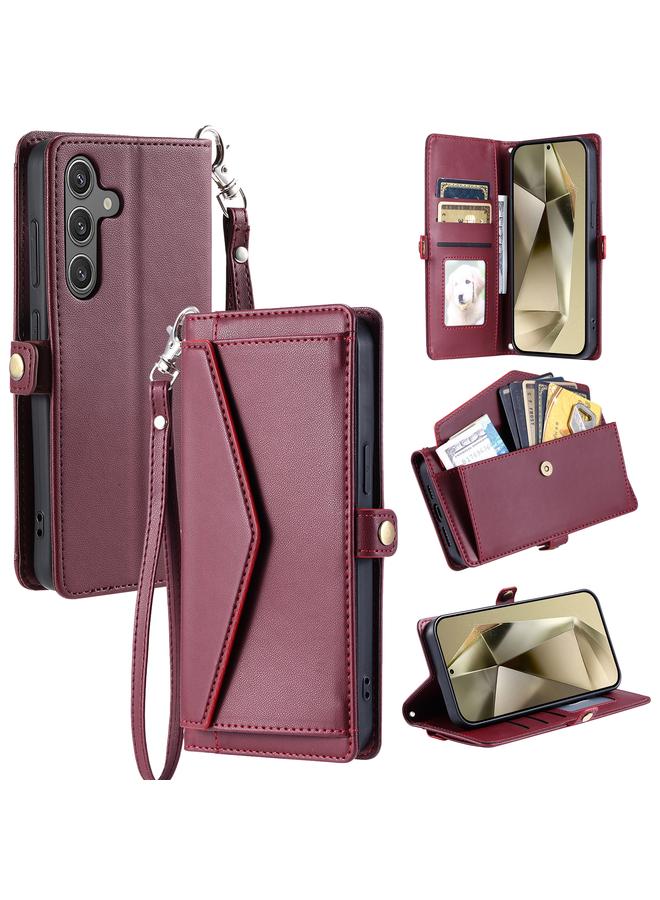 اس-توب جراب لهاتف Samsung Galaxy A34 5G، جراب جلدي متعدد الفتحات للبطاقات مع حبل تعليق - Image 1
