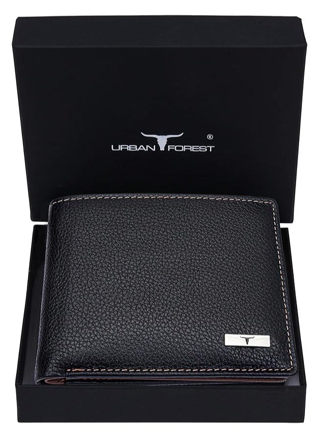 URBANFOREST URBAN FOREST Kyle Black/Redwood Leather Wallet for Men, 6 Card Slot - Image 2