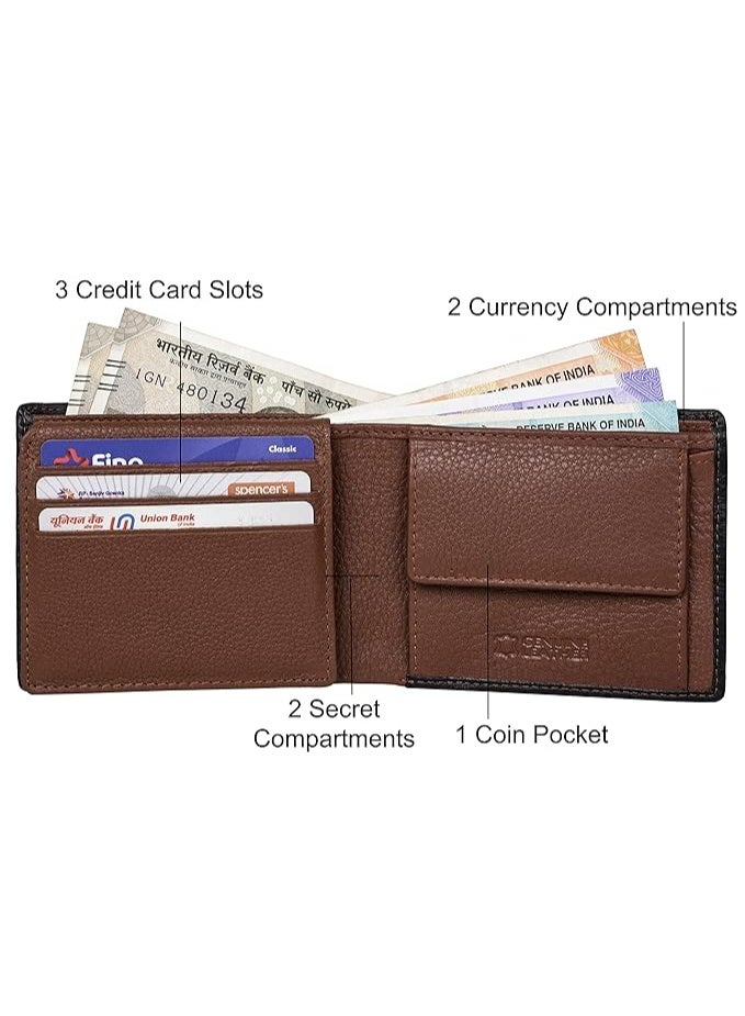 URBANFOREST URBAN FOREST Kyle Black/Redwood Leather Wallet for Men, 6 Card Slot - Image 3