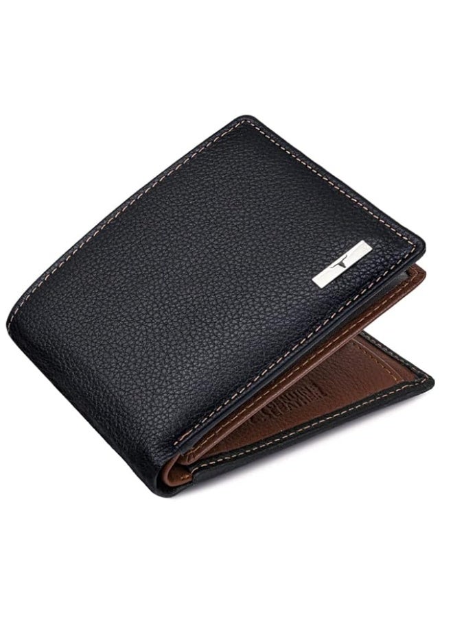 URBANFOREST URBAN FOREST Kyle Black/Redwood Leather Wallet for Men, 6 Card Slot - Image 1
