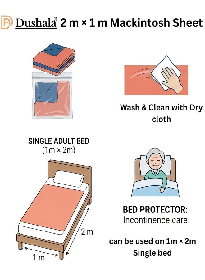 Dushala Mackintosh Sheet | Waterproof & Oil Proof | Dual Side Usage | Reusable & Portable | Safe for for Baby, Kids & Adults | Hospital & Home Use (1, Blue - Pink, 2 metre × 1 metre) - Image 3