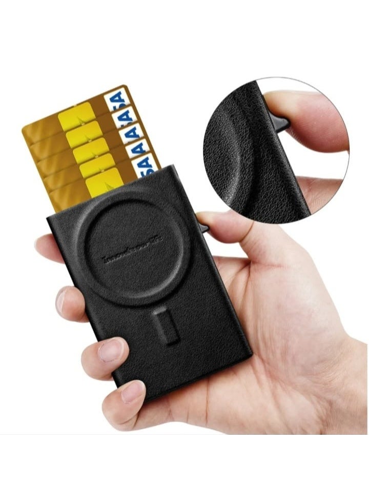 زد هيوز محفظة كروت مغناطيسية وحامل بطاقات أوتوماتيكي من ZHUSE - تصميم نحيف بلمسة كربون فايبر، حماية RFID، وميزة إخراج البطاقات بضغطة واحدة - Image 4