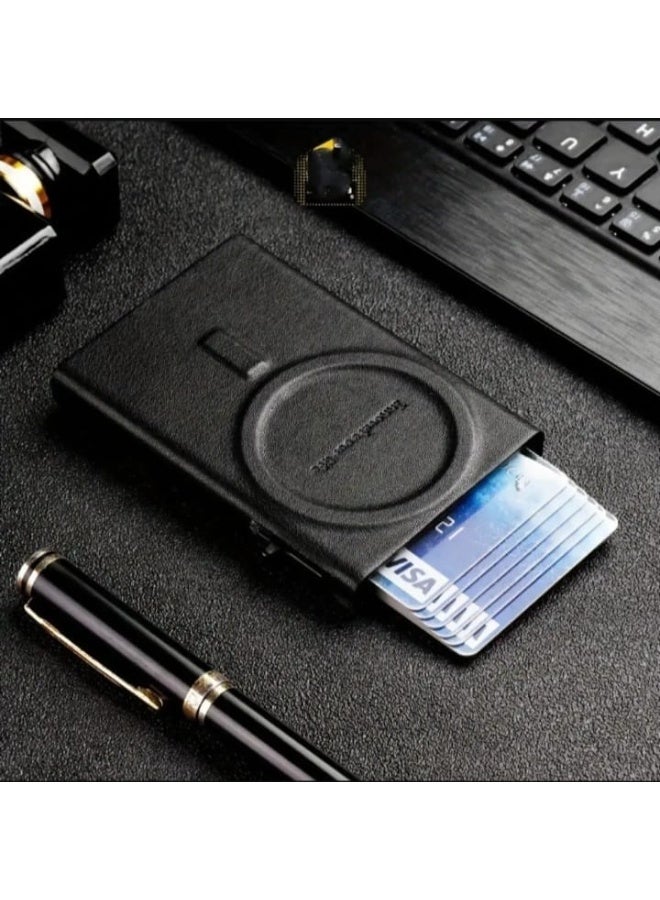 زد هيوز محفظة كروت مغناطيسية وحامل بطاقات أوتوماتيكي من ZHUSE - تصميم نحيف بلمسة كربون فايبر، حماية RFID، وميزة إخراج البطاقات بضغطة واحدة - Image 5
