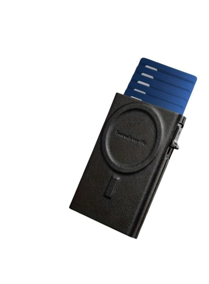 زد هيوز محفظة كروت مغناطيسية وحامل بطاقات أوتوماتيكي من ZHUSE - تصميم نحيف بلمسة كربون فايبر، حماية RFID، وميزة إخراج البطاقات بضغطة واحدة - Image 2