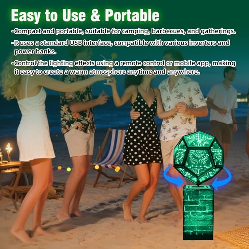 venveal Upgraded Rotatable Infinity Mirror Light Cool LED Changing Night Light Dodecahedron Lights with Music Sync Function for USB Power Supply for Computer Game Table Birthday Gift - Image 3
