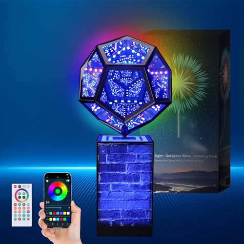 venveal Upgraded Rotatable Infinity Mirror Light Cool LED Changing Night Light Dodecahedron Lights with Music Sync Function for USB Power Supply for Computer Game Table Birthday Gift - Image 1