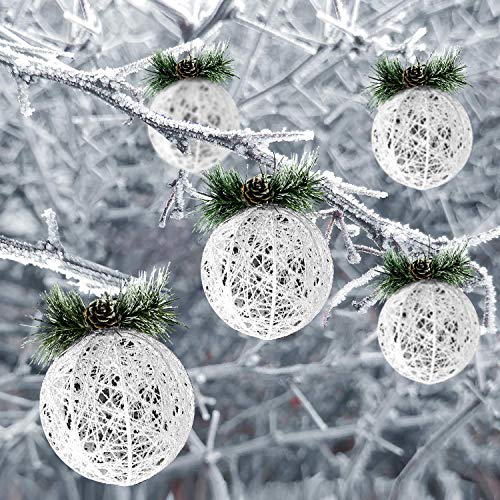 ZHANYIGY Christmas Ball Ornaments, 4pc Set White Pinecone Rattan Thread String Christmas Tree Ornament Xmas Trees Wedding Party Decorations - Image 4