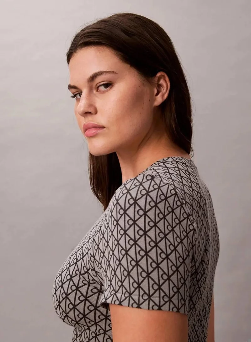 Calvin Klein 19163 SEAMLESS EMBLEM+PALE LIQUID G Short Sleeve Top - Icon Shapewear Logo for Women | Best Price UAE