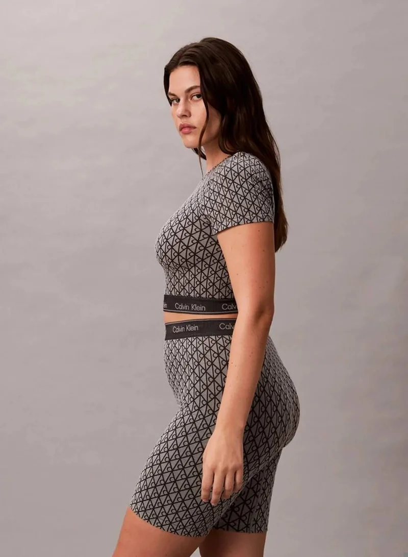 Calvin Klein 19163 SEAMLESS EMBLEM+PALE LIQUID G Short Sleeve Top - Icon Shapewear Logo for Women | Best Price UAE