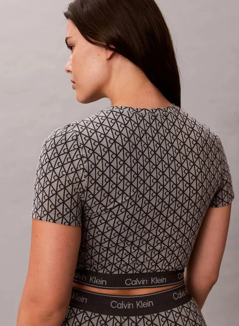 Calvin Klein 19163 SEAMLESS EMBLEM+PALE LIQUID G Short Sleeve Top - Icon Shapewear Logo for Women | Best Price UAE