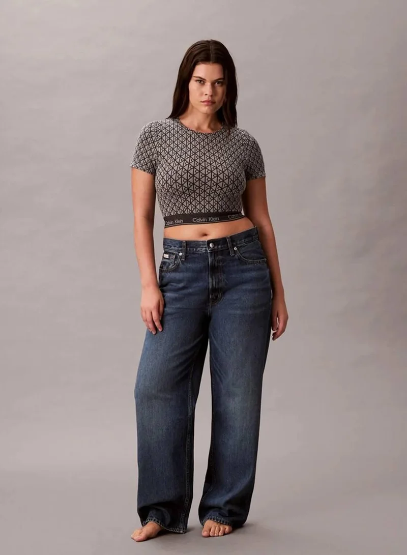 Calvin Klein 19163 SEAMLESS EMBLEM+PALE LIQUID G Short Sleeve Top - Icon Shapewear Logo for Women | Best Price UAE