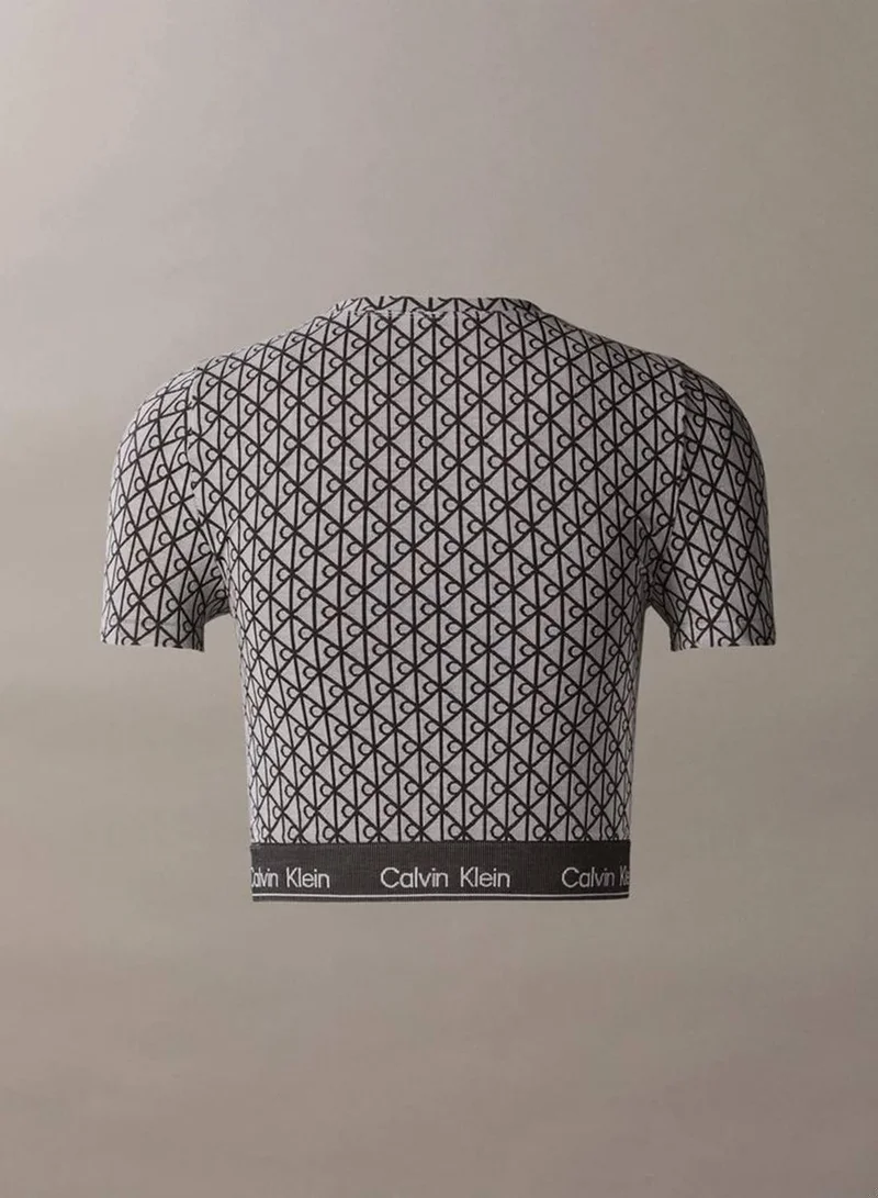 Calvin Klein 19163 SEAMLESS EMBLEM+PALE LIQUID G Short Sleeve Top - Icon Shapewear Logo for Women | Best Price UAE