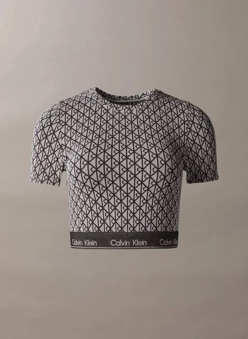 Calvin Klein 19163 SEAMLESS EMBLEM+PALE LIQUID G Short Sleeve Top - Icon Shapewear Logo for Women | Best Price UAE