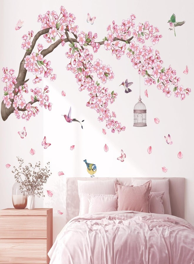 ديكو وال ملصقات حائط من DECOWALL SG2-2426 على شكل شجرة أزهار الكرز وفرع قفص، مقاس 47.7 بوصة × 24.7 بوصة، جدارية رومانسية قابلة للإزالة، ديكور منزلي فني قابل للإزالة واللصق، مناسب لغرف نوم البنات وغرف الأطفال وغرف المعيشة والزهور - Image 2