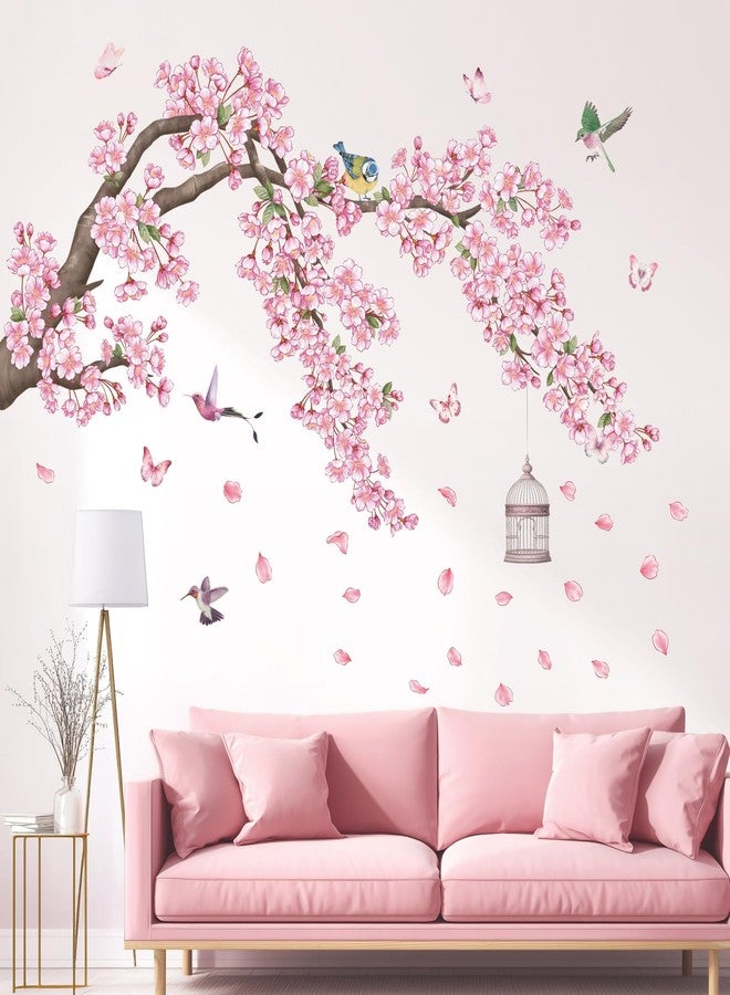 ديكو وال ملصقات حائط من DECOWALL SG2-2426 على شكل شجرة أزهار الكرز وفرع قفص، مقاس 47.7 بوصة × 24.7 بوصة، جدارية رومانسية قابلة للإزالة، ديكور منزلي فني قابل للإزالة واللصق، مناسب لغرف نوم البنات وغرف الأطفال وغرف المعيشة والزهور - Image 3