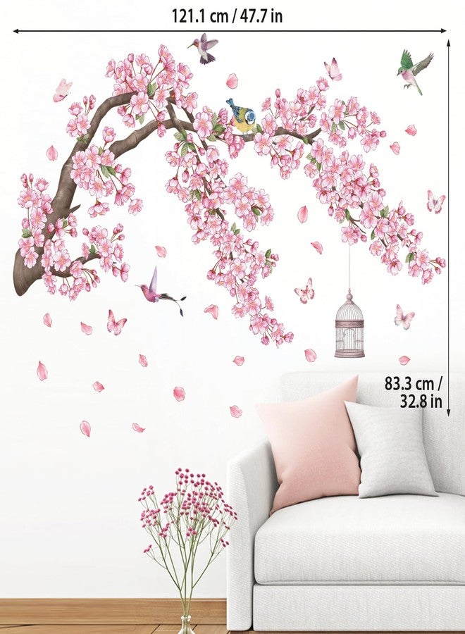ديكو وال ملصقات حائط من DECOWALL SG2-2426 على شكل شجرة أزهار الكرز وفرع قفص، مقاس 47.7 بوصة × 24.7 بوصة، جدارية رومانسية قابلة للإزالة، ديكور منزلي فني قابل للإزالة واللصق، مناسب لغرف نوم البنات وغرف الأطفال وغرف المعيشة والزهور - Image 5