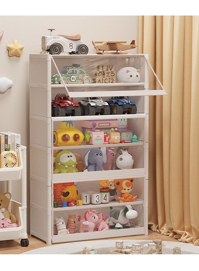 XiuWoo 6-Tier Display Cabinet with Transparent Flip Doors, Storage Cabinet Collectibles Large Capacity Kids Toys Organizer Rack & Display Case, Floor Standing Showcase for Home,Office,Playroom - Image 1