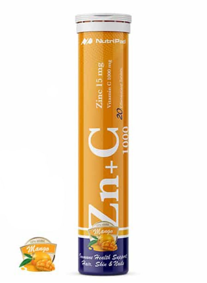 Nutripad Zinc + Vitamin C 1000 – 20 Effervescent Tablets for Immune Support