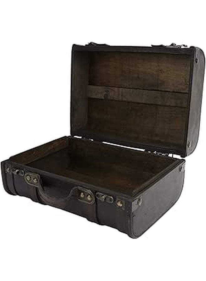 Vintage Wooden Suitcase Storage Box 24x17x12cm Large Capacity Home Decor Prop - Image 1
