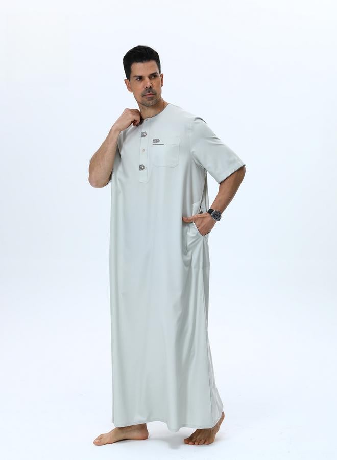 Take Two Men Henley Neck Button Placket Thobe - Image 2