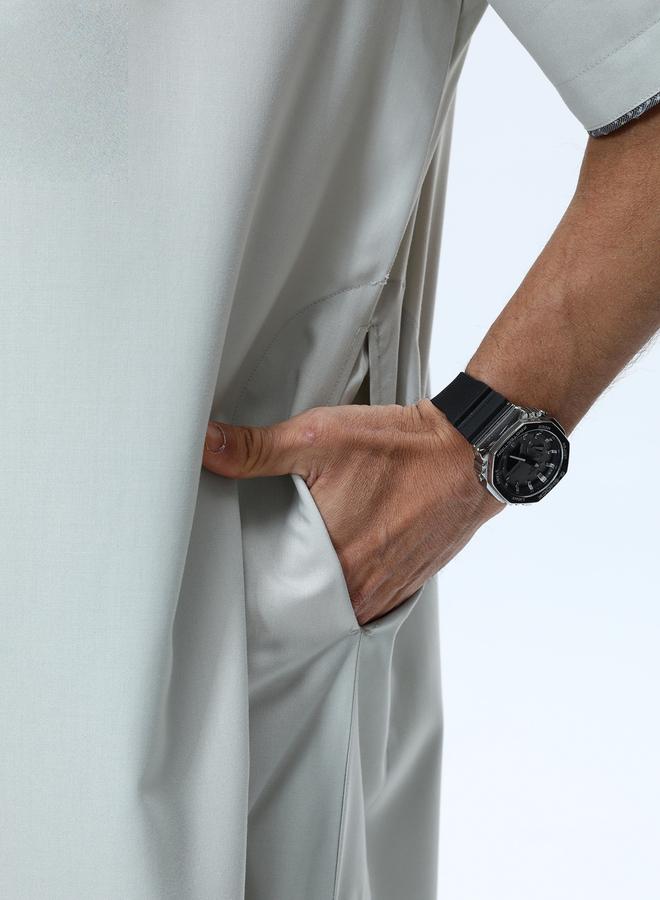 Take Two Men Henley Neck Button Placket Thobe - Image 5