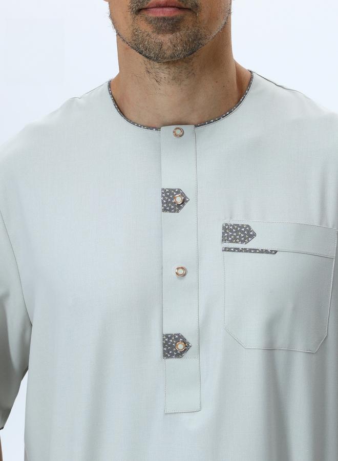 Take Two Men Henley Neck Button Placket Thobe - Image 4