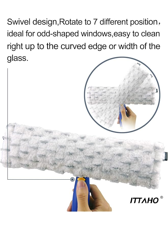 erorex Double Sided Window Cleaner Window Squeegee And Microfiber Scrubber With 53 Inch Stainless Steel Pole Long Handle Window Washing Equipment For Indoor Outside High Window Cleaning Two Pads - Image 3