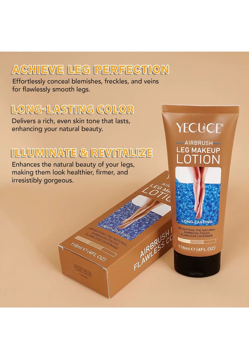 Yecuce 118ml Airbrush Leg Makeup Lotion Effect Leg Makeup Moisturize Light Leg Makeup Waterproof No Transfer Long Lasting Leg Skin Makeup Cover Cover Leg Scar Varicose Veins and Tattoo Cover Up Makeup Cream Legs Lotion Fairest Glow 03  - Image 3