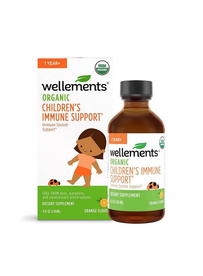 Wellements Organic Children’s Immune Support Syrup | Immune System Support* for Kids w/Vitamin C & Zinc, USDA Organic, Free from Dyes, Parabens & Top 9 Most Common Allergens | Orange Flavor, 4 fl oz - Image 1