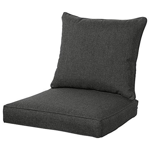 QILLOWAY QILLOWAY Polyester Outdoor Chair Cushion SetOutdoor Cushions for Patio Furniture All WeatherCharcoal GreyBlack
