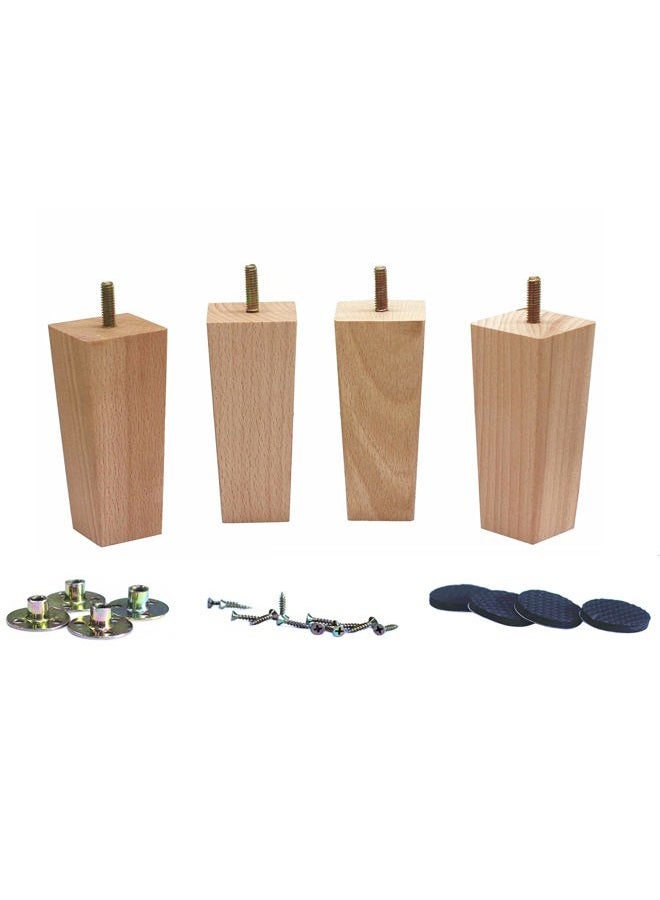 WEICHUAN Tapered Solid Beech Wood Replacement Sofa Couch Chair Ottoman Loveseat Coffee Table Cabinet Wood Furniture Feet Furniture Wood Legs(5.5" Set of 4) - Image 1