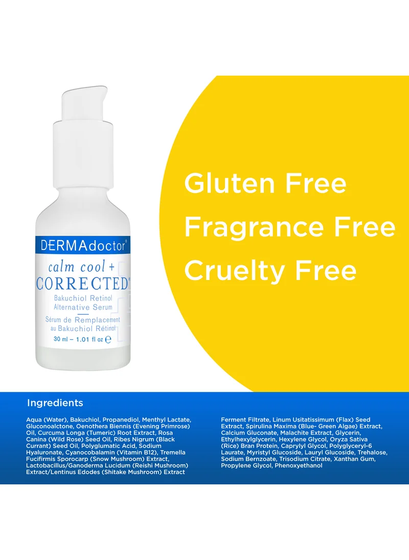 DERMAdoctor Calm Cool & Corrected Bakuchiol Retinol Alternative Serum for Sensitive, Dry, and Rosacea-Prone Skin 30 mL