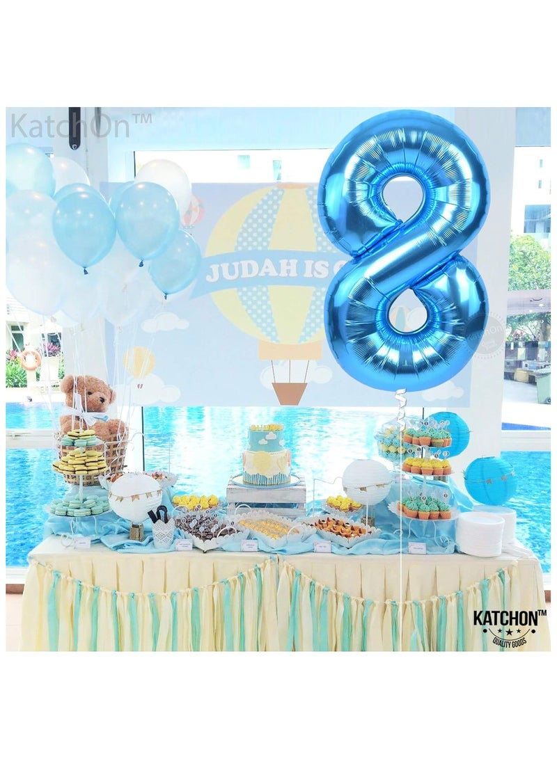 KATCHON Blue Number 8 Balloon - 40 Inch | Blue 8 Balloon Number For Birthday Decorations | 8th Birthday Balloons | Number Balloons for Anniversary Party - Image 4