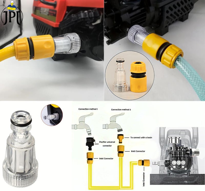 JPT COMBO UNIVERSAL INLET QUICK CONNECTOR WITH TRANSPARENT FILTER FOR GARDENING & HIGH-PRESSURE WASHERS COMPATIBLE WITH JPT BOSCH STARQ AGARO SHAKTI AND ALL WASHERS - Image 5