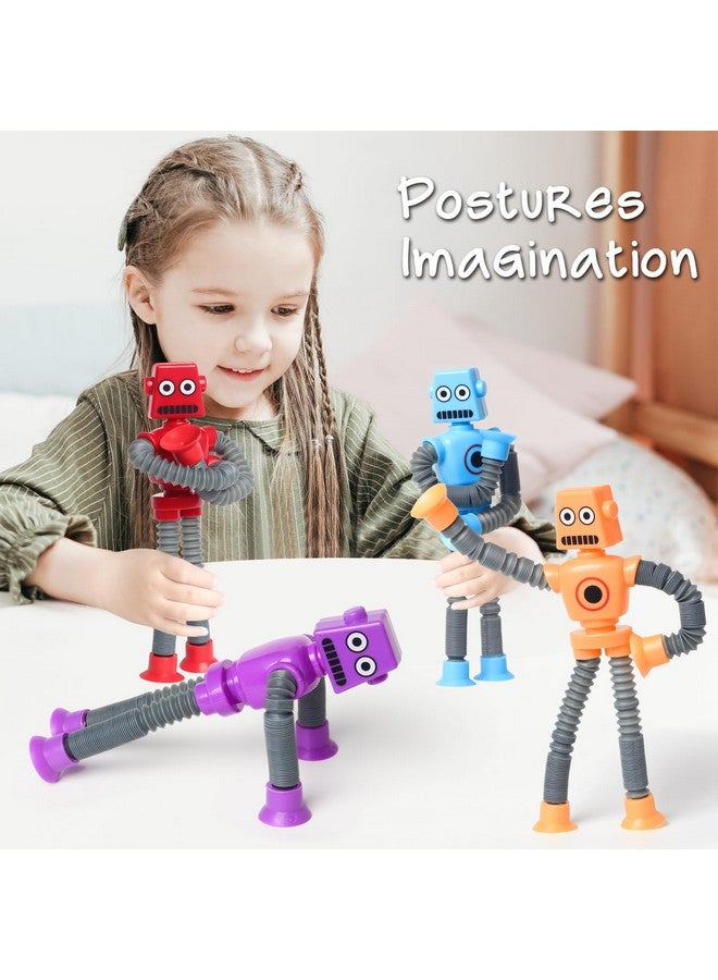 SYSAMA 4 Pcs Telescopic Suction Cup Robot Toy Coolest Pop Tubes Sensory Toys For Toddlers Educational Fidget Toys Robot Party Favors For Anxiety Kids For 39 Year Old Boys Girls - Image 3