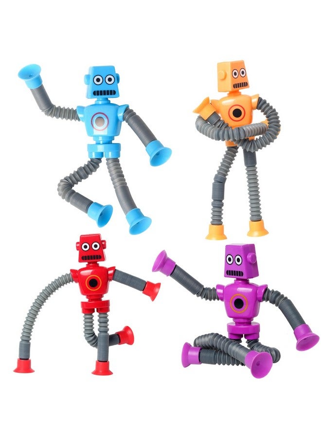 SYSAMA 4 Pcs Telescopic Suction Cup Robot Toy Coolest Pop Tubes Sensory Toys For Toddlers Educational Fidget Toys Robot Party Favors For Anxiety Kids For 39 Year Old Boys Girls - Image 1